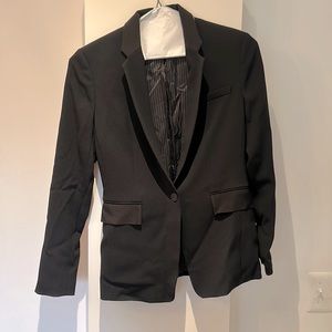 Rag & Bone Black Longer Blazer Jacket Ribbon Trim Pockets and Collar Size 2 New